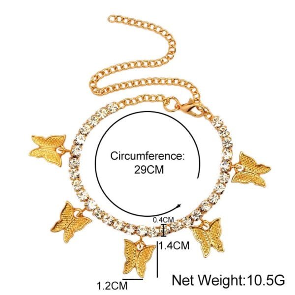 Butterfly Rhinestone Women's Ankle Bracelet - Image 3