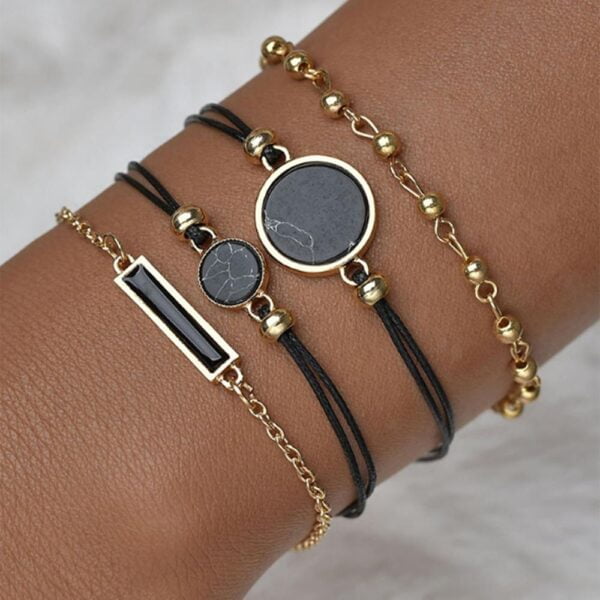Women's Luxury Leather Band Quartz Watch Set 5 Pcs - Image 4