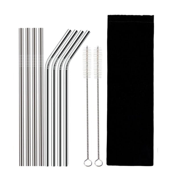 Metal Drinking Straws With Cleaning Brushes Set - Image 3