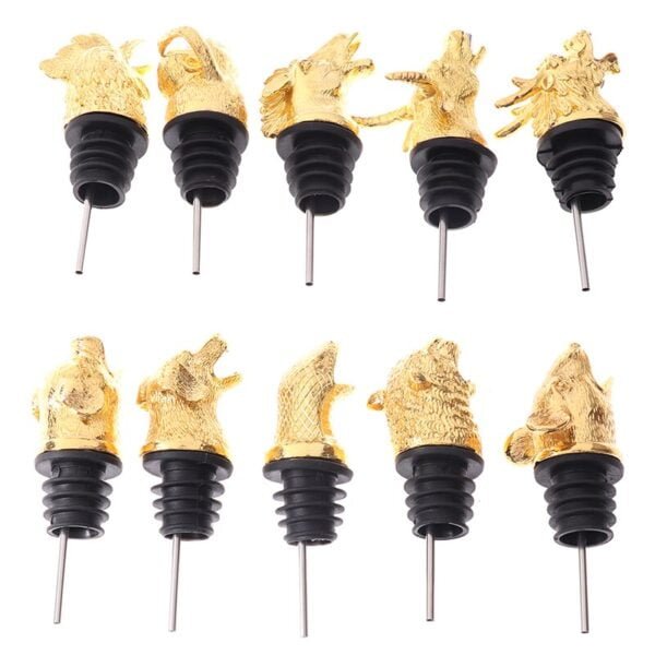 Golden Animal Head Wine Pourer