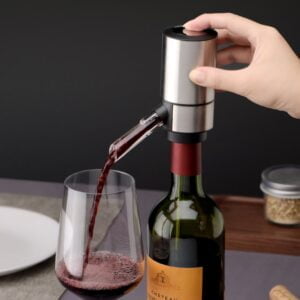Electric wine dispenser in silver for effortless and precise pouring of your favorite wines